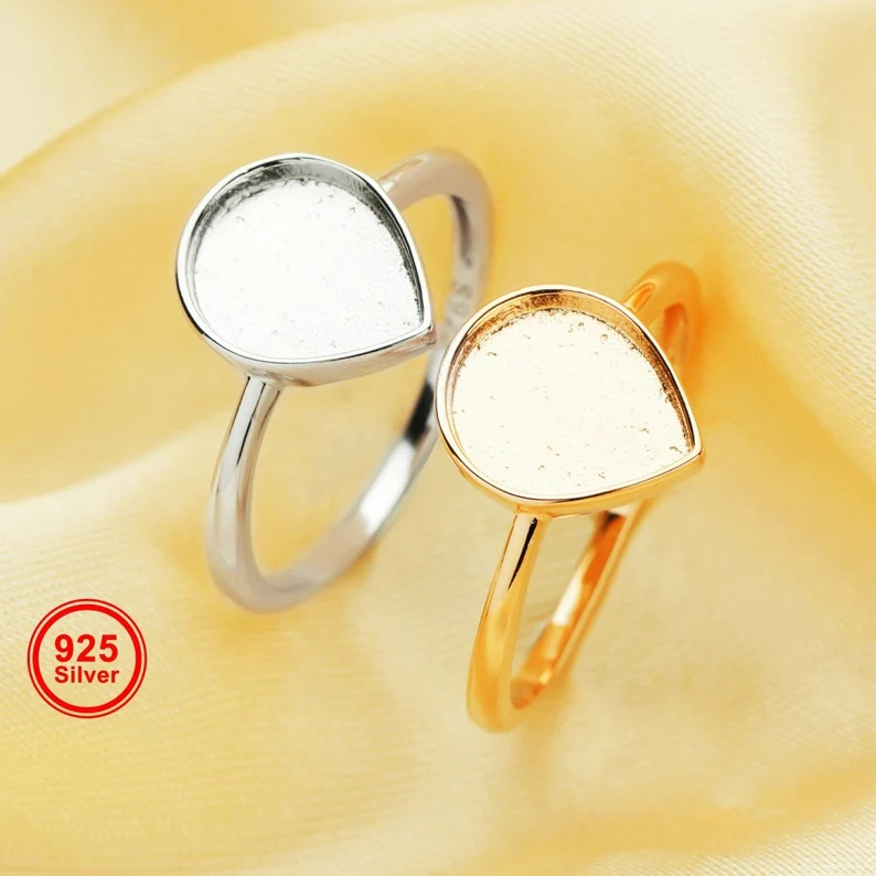 Pear 8x10mm Ring; 925 Sterling Silver (#1294672)
