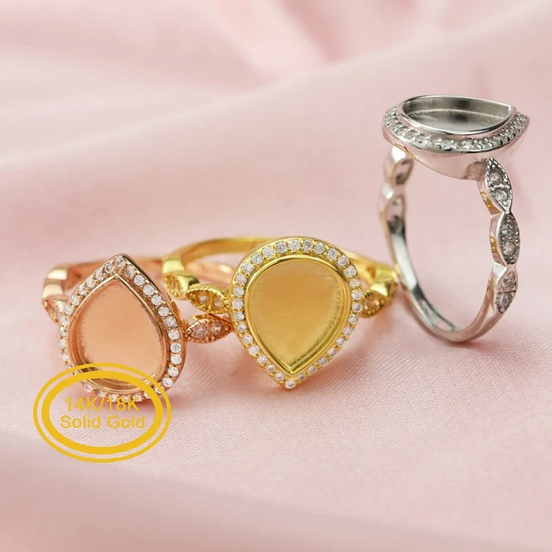 Pear 8x10mm Ring with Birthstone Accents-14K Gold (#1294307)