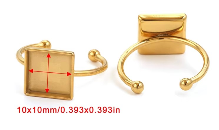 Square 10x10mm Stainless Steel Ring