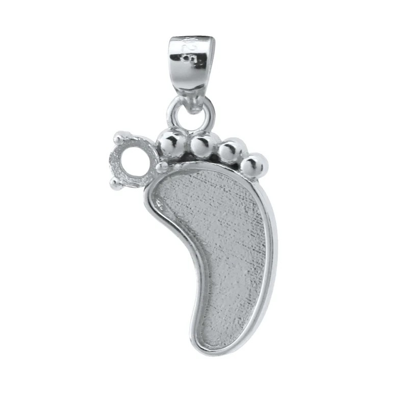 Footprint 10x15mm Birthstone Pendant-925 Sterling Silver (#1431123)