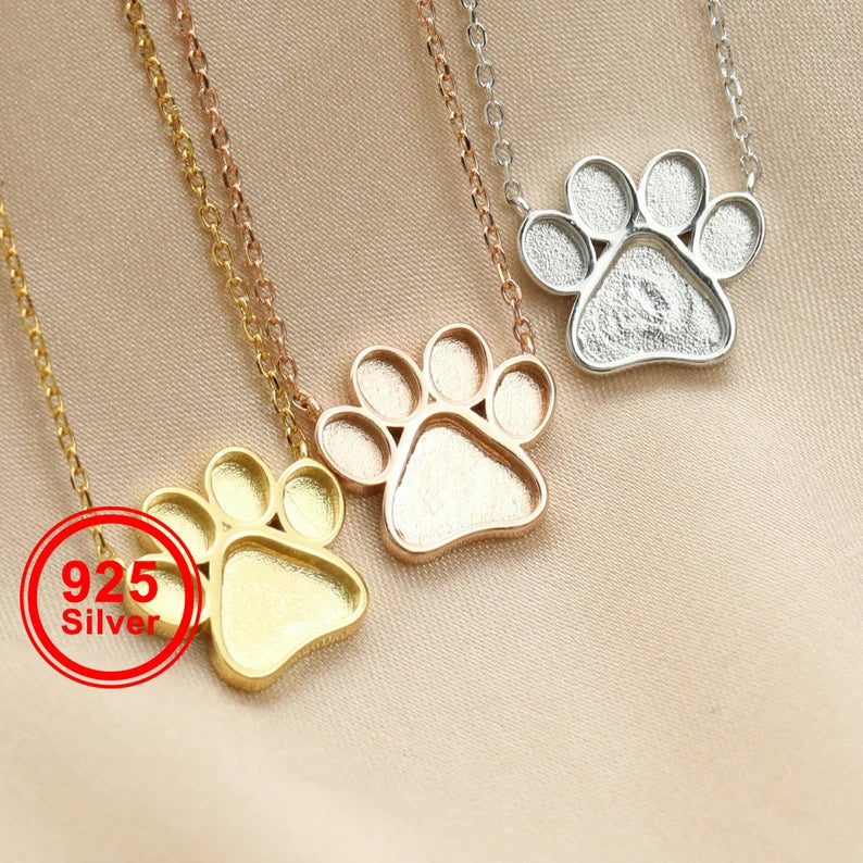 Dog Paw Necklace-925 Sterling Silver (#1431124)