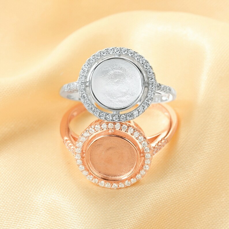 Round 8mm Style Ring with Moissanite Diamonds-925 Sterling Silver (#1215075)