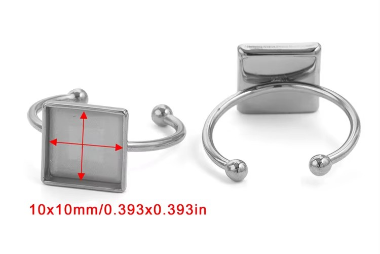 Square 10x10mm Stainless Steel Ring