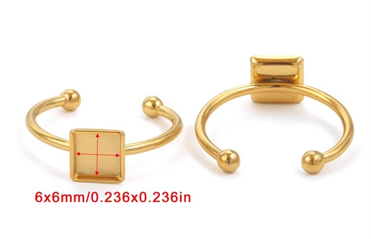 Square 6x6mm Stainless Steel Ring