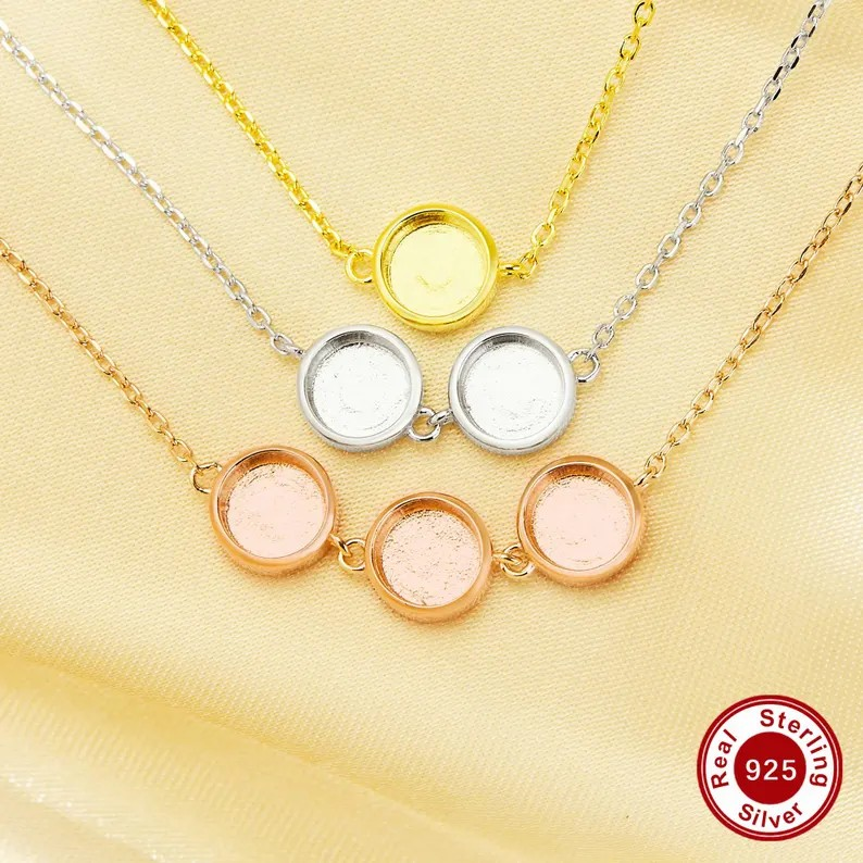 Round 6mm Necklace (1-3 Bezels)-925 Sterling Silver (#1411304)