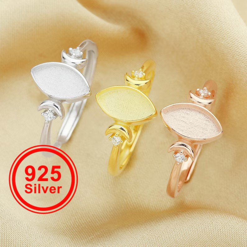 Moon 5x10mm Ring-925 Sterling Silver (#1294601)