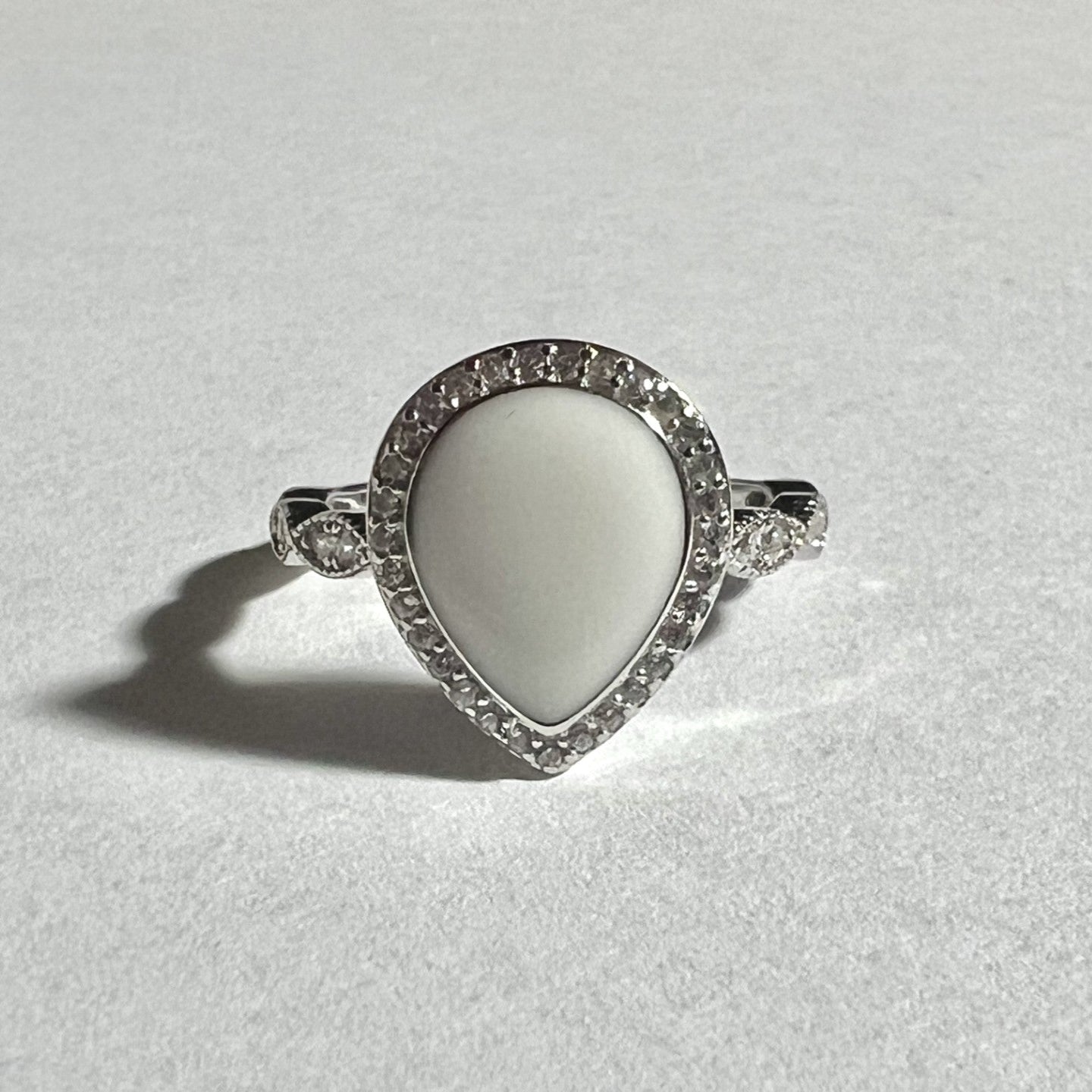 Pear 8x10mm with Moissanite Diamonds Ring-925 Sterling Silver (#1294280)