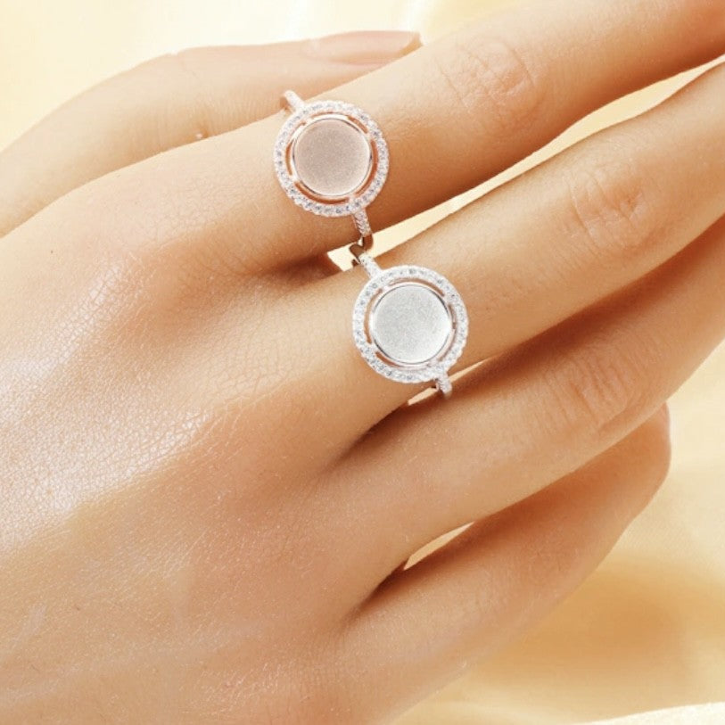 Round 8mm Style Ring with Moissanite Diamonds-925 Sterling Silver (#1215075)