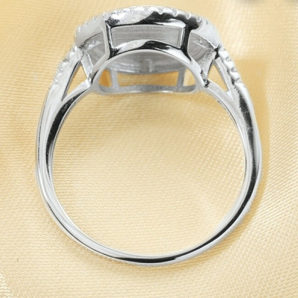 Round 8mm Style Ring with Moissanite Diamonds-925 Sterling Silver (#1215075)