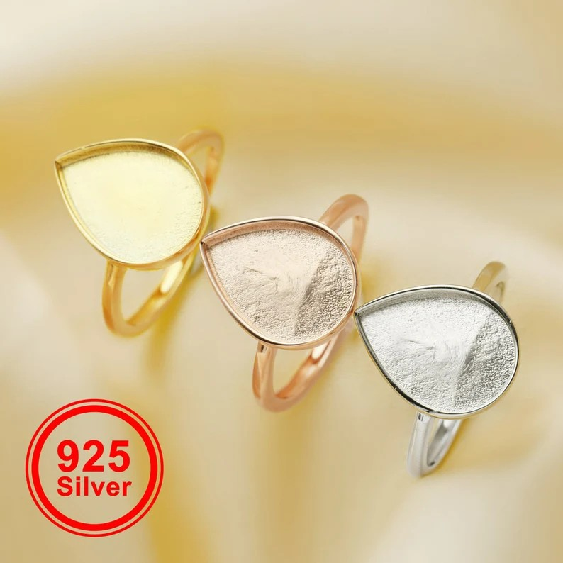 Pear 10x14mm Ring-925 Sterling Silver (#1294651)