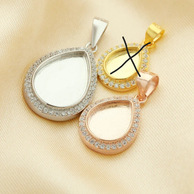 Pear Pendant (8x10mm, 10x14mm) with Moissanite Diamonds-925 Sterling Silver (#1431069)