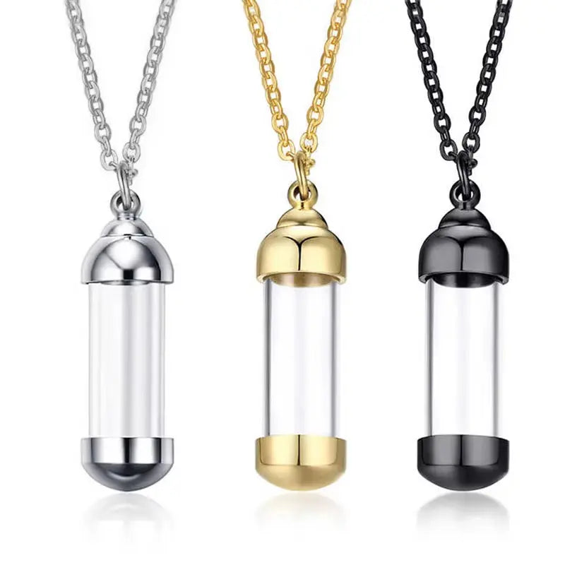 Open Vial Pendant Necklace-Stainless Steel