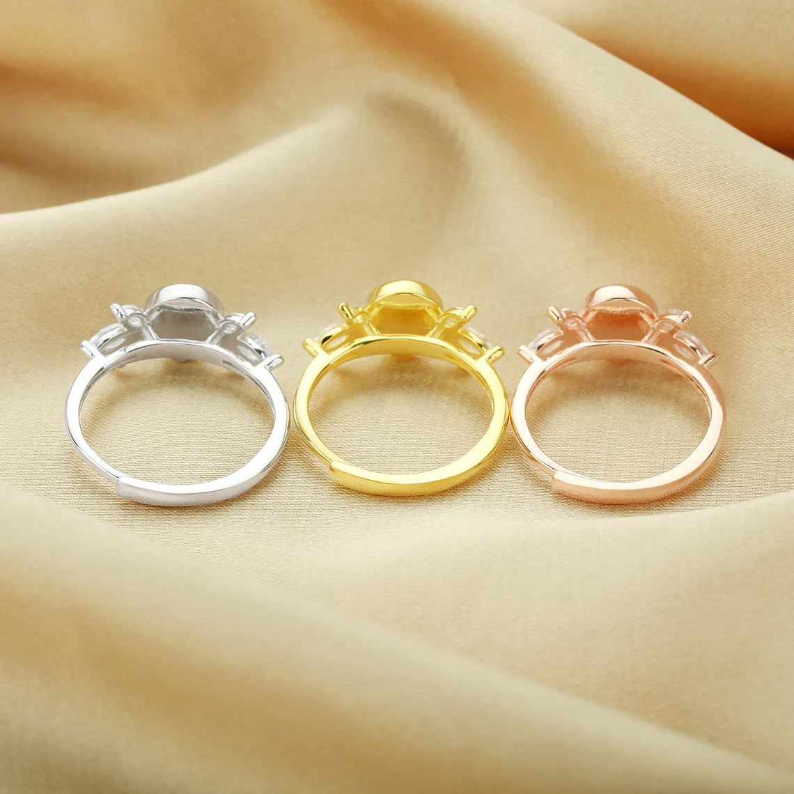 Pear 6x8mm Ring with Moissanite Diamonds; 925 Sterling Silver (#1294600)