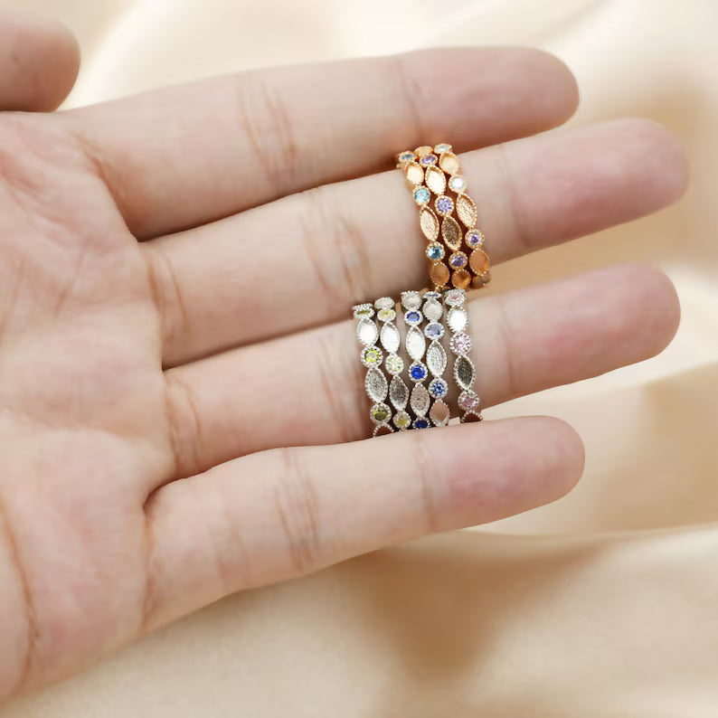 Full Band 2x4mm Bezel with 2mm Birthstone Ring-925 Sterling Silver (#1294238)