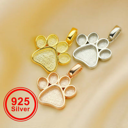 Dog Paw 13mm Pendant-925 Sterling Silver (#1431165)