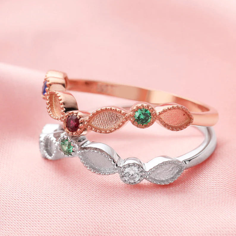 Stackable 2x4mm Birthstone Ring-925 Sterling Silver (#6290379)