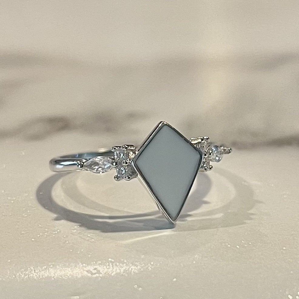 Kite Cut 7x10mm with Moissanite Diamonds Ring-925 Sterling Silver (#1294687)