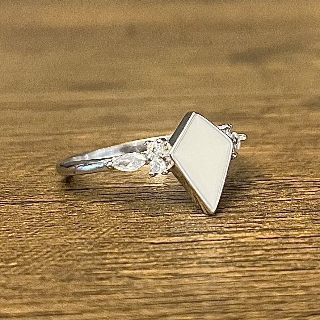 Kite Cut 7x10mm with Moissanite Diamonds Ring-925 Sterling Silver (#1294687)