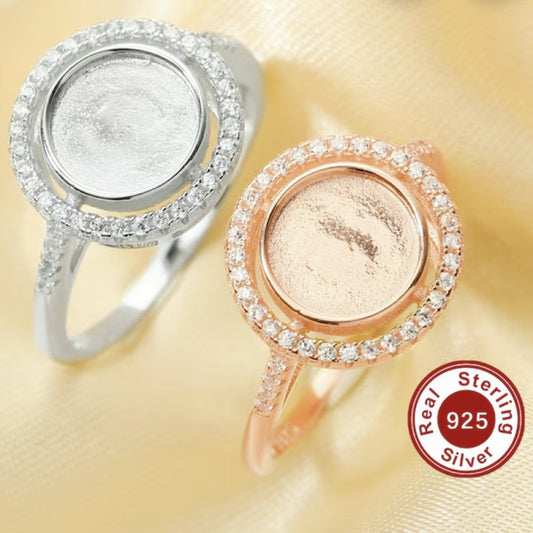Round 8mm Style Ring with Moissanite Diamonds-925 Sterling Silver (#1215075)
